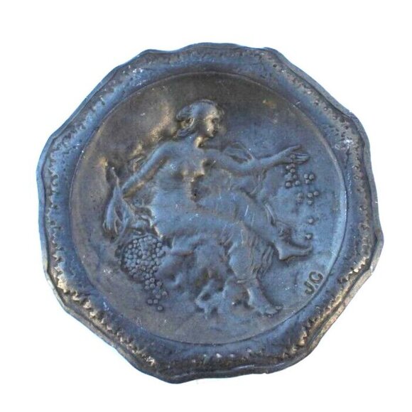 Antique Art Nouveau Pewter Plaque Trinket Tray Ashtray by Jacques Callot Stamped - Picture 1 of 2